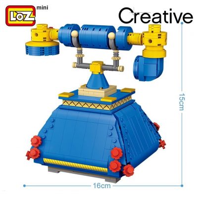 LOZ Li Zhi blue telephone turntable landline assembling small particles puzzle building blocks toy model decoration - LOZ Blocks Store