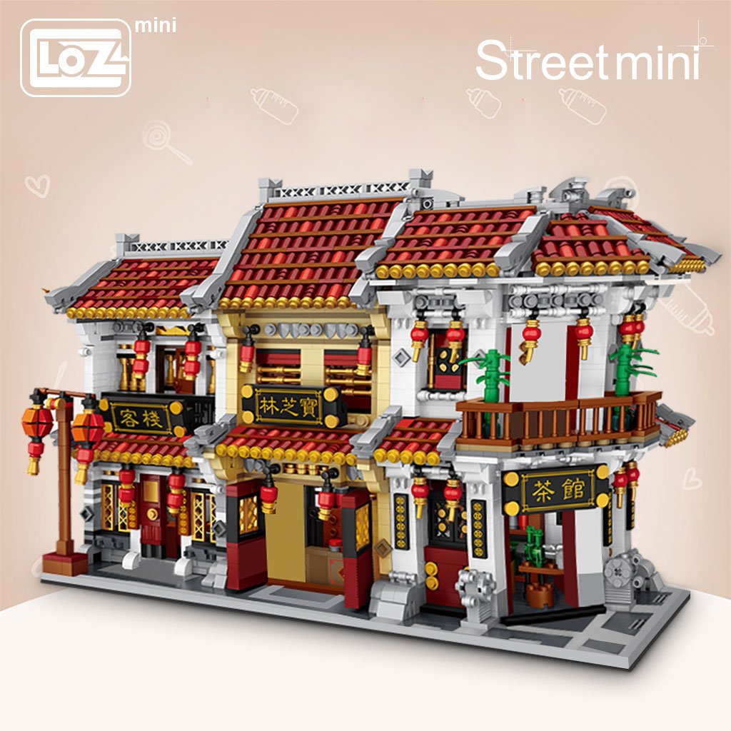 LOZ City Ancient Street Chinatown Pharmacy Store Mini Blocks Building Toy 1024 