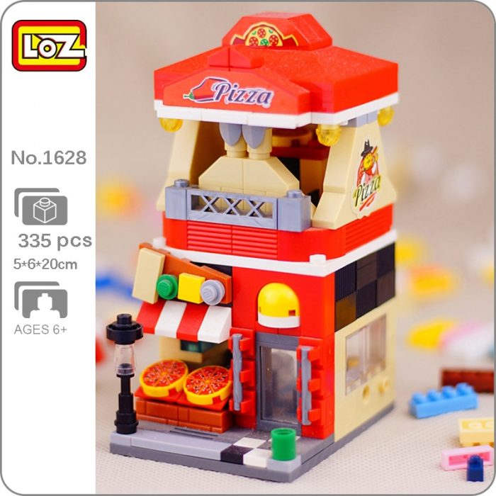 LOZ 1628 City Street Pizzeria Pizza Shop Store Food Restaurant Architecture Mini Blocks Bricks Building Toy - LOZ Blocks Store