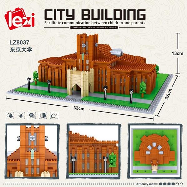 Lezi 8037 World Architecture Japan Tokyo University School 3D DIY Mini Diamond Blocks Bricks Building Toy - LOZ Blocks Store