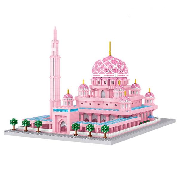 Lezi 8188 World Architecture Masjid Putra Pink Mosque Church Palace Mini Diamond Blocks Bricks Building Toy - LOZ Blocks Store