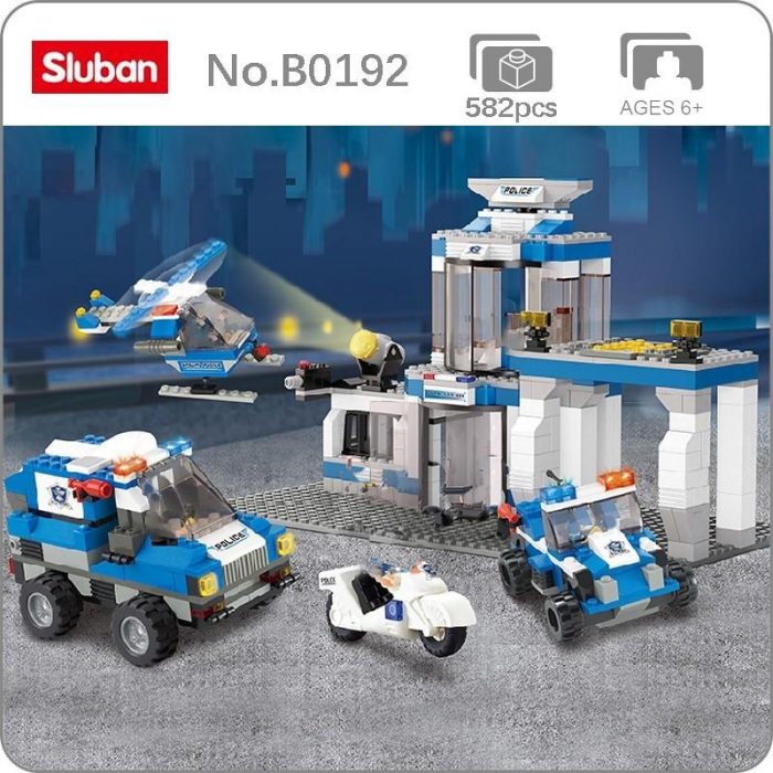 Sluban B0192 City Police Station Director Center Car Plane Truck Guard Basis Mini Blocks Bricks Building - LOZ Blocks Store