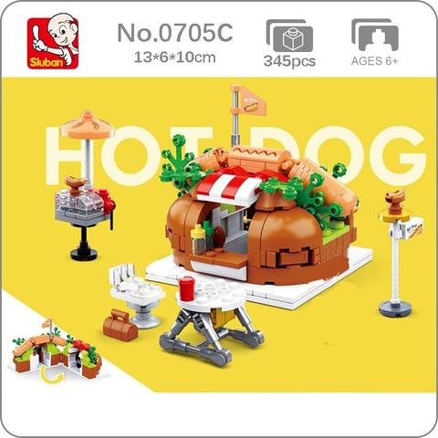 Sluban B0705C Food Court Hot Dog Fast Food Restaurant City Street Assembly Mini Blocks Bricks - LOZ Blocks Store