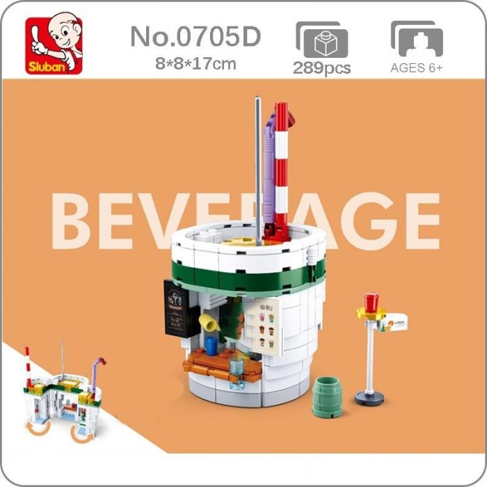 Sluban B0705D Food Court Fruit Juice Beverage Shop Restaurant City Street 3D Mini Blocks Bricks Building - LOZ Blocks Store