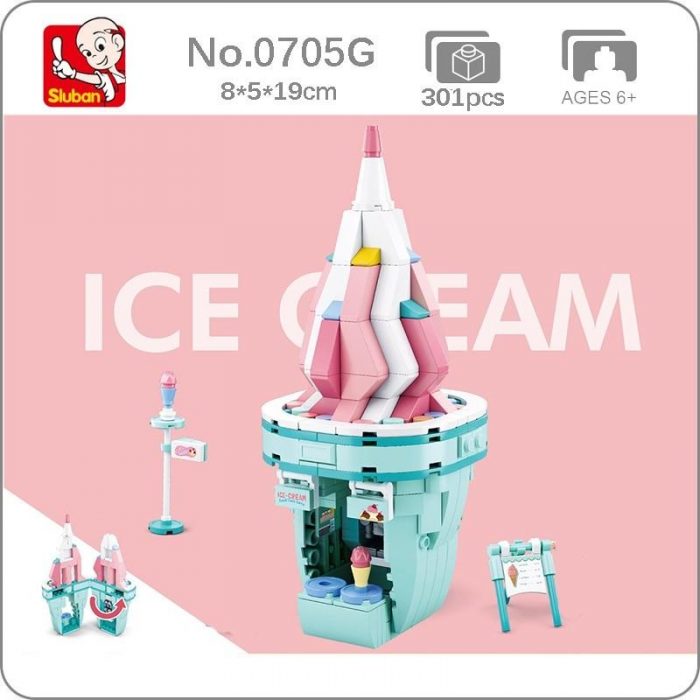 Sluban B0705G Food Court Ice Cream Shop Store Restaurant City Street Model Mini Blocks Bricks Building - LOZ Blocks Store