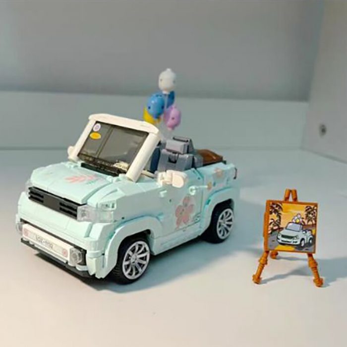 LOZ 1132 Vehicle Model Green Open Car Balloon Flower Plant Easel 3D DIY Mini Blocks Bricks 2 - LOZ Blocks Store