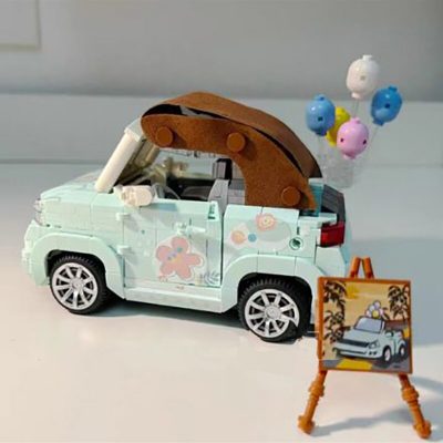 LOZ 1132 Vehicle Model Green Open Car Balloon Flower Plant Easel 3D DIY Mini Blocks Bricks 4 - LOZ Blocks Store