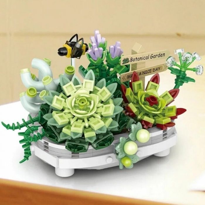 LOZ 1660 Ewige Blume Sukkulenten Topf Anlage Fly Bee Tier 3D Modell DIY Mini Bl cke 5 - LOZ Blocks Store