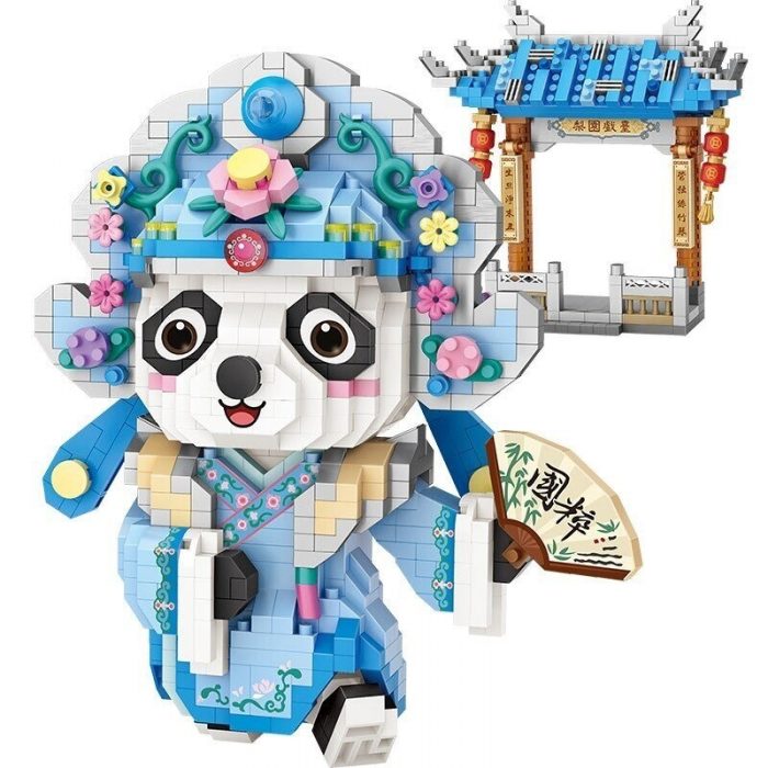 LOZ 8101 Beijing Opera Panda Holding Fan with Gate 2 - LOZ Blocks Store