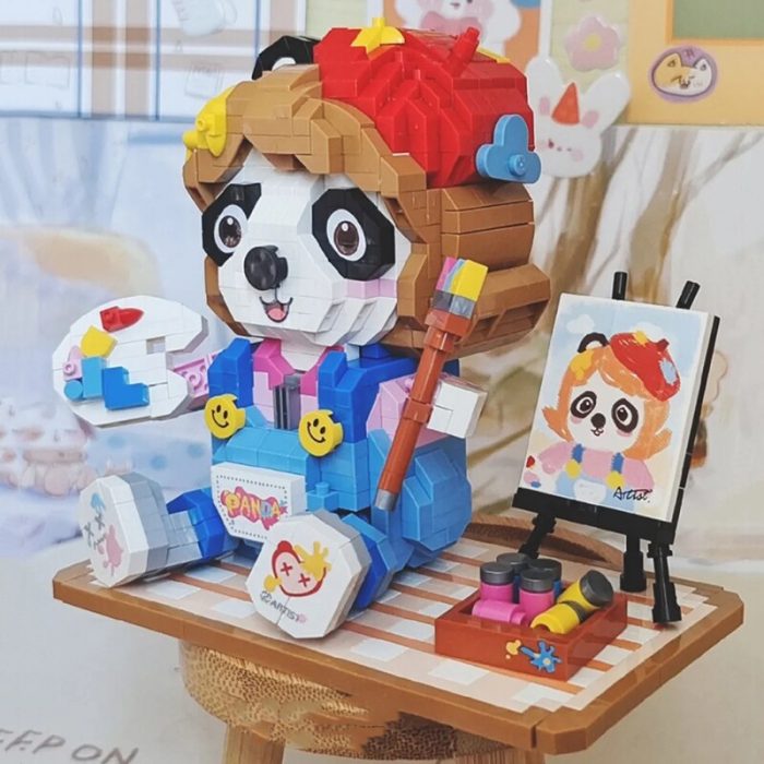 LOZ 8119 Animal World Panda Painter Artist Pet Doll Brush Pigment 3D Mini Diamond Blocks Bricks 3 - LOZ Blocks Store