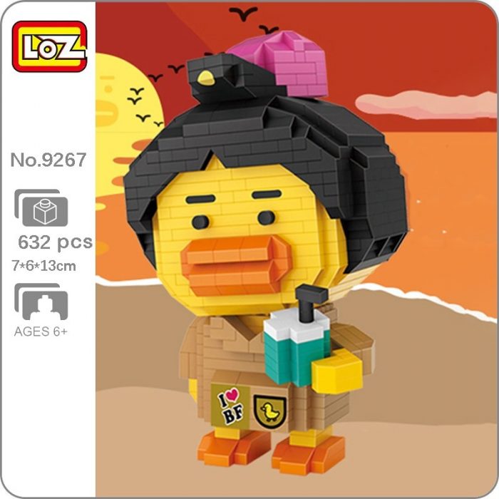 LOZ 9267 Animal World Yellow Duck Milk Tea Drink Kimono 3D Model DIY Mini Diamond Blocks - LOZ Blocks Store