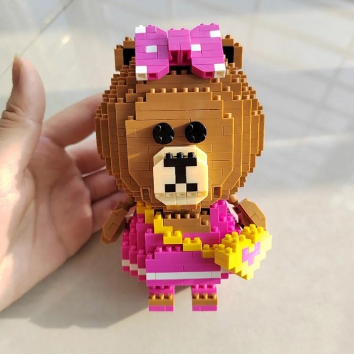 LOZ 9760 Animal World Cartoon Bear Girl Heart Bag Bow Pet Doll Model Mini Diamond Blocks 1 - LOZ Blocks Store