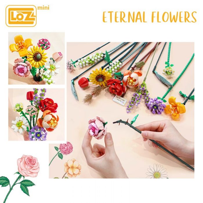 LOZ mini small particle bouquet building blocks rose sunflower lily chrysanthemum flower flower shop decoration gift 2 - LOZ Blocks Store