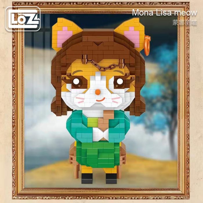 loz Mona Li meow small particle assembled building block model educational toy creative assembling meow with 4 - LOZ Blocks Store