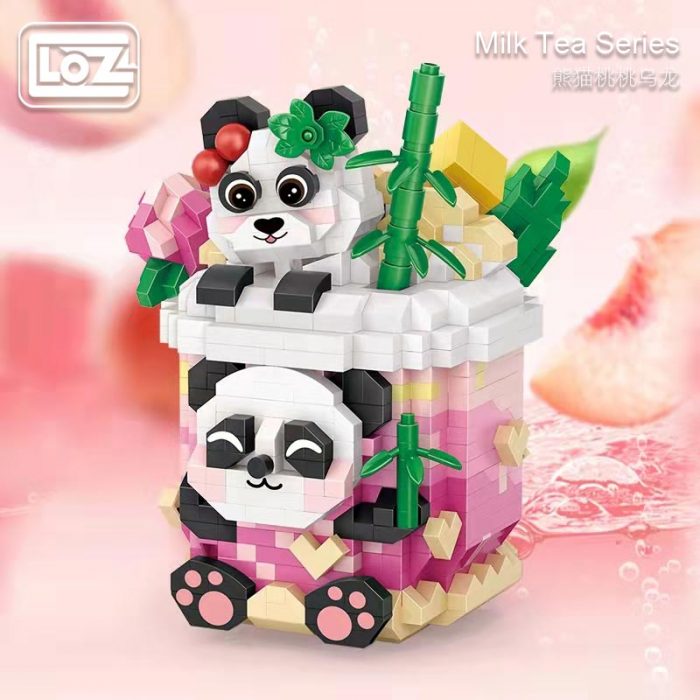 loz panda building blocks peach peach oolong puzzle assembly toy desktop decoration cartoon milk tea model 2 - LOZ Blocks Store