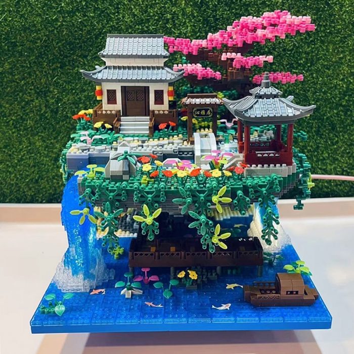 Balody 16260 World Architecture Temple Pavilion Island Waterfall Pool Light Mini Diamond Blocks Bricks Building Toy 2 - LOZ Blocks Store