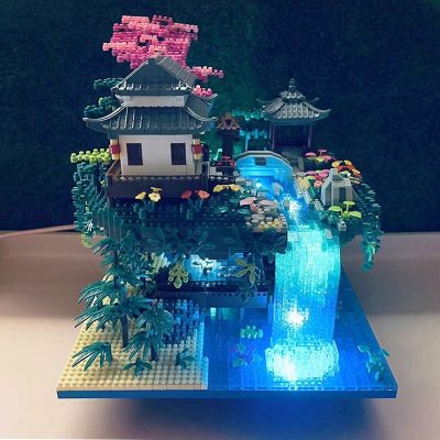 Balody 16260 World Architecture Temple Pavilion Island Waterfall Pool Light Mini Diamond Blocks Bricks Building Toy 5 - LOZ Blocks Store