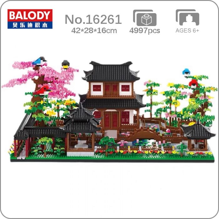 Balody 16261 World Architecture Courtyard Pavilion House Garden Tree Bridge Mini Diamond Blocks Bricks Building Toy - LOZ Blocks Store