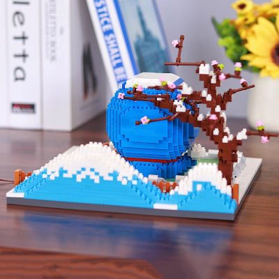 Balody 16274 Snow Fujiyama Hot Spring Cat Robot Pet Bath Sakura Tree Mini Diamond Blocks Bricks 4 - LOZ Blocks Store