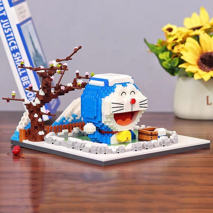 Balody 16274 Snow Fujiyama Hot Spring Cat Robot Pet Bath Sakura Tree Mini Diamond Blocks Bricks 5 - LOZ Blocks Store