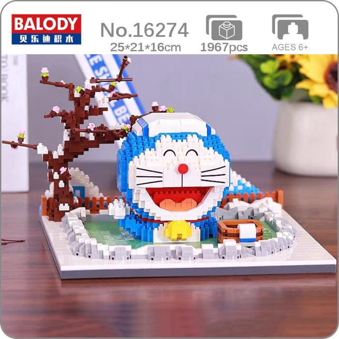 Balody 16274 Snow Fujiyama Hot Spring Cat Robot Pet Bath Sakura Tree Mini Diamond Blocks Bricks - LOZ Blocks Store