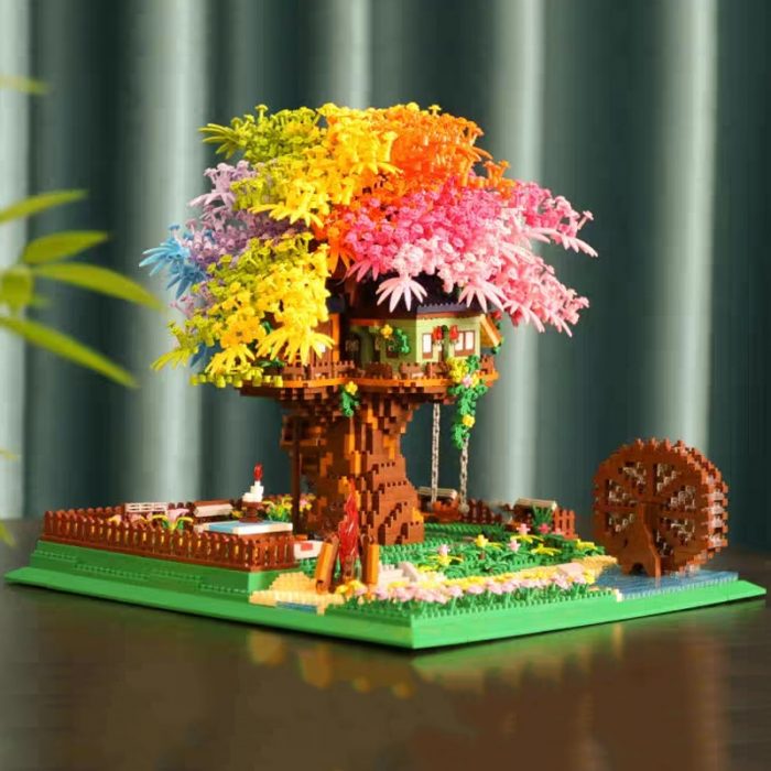 Balody 16297 World Architecture Rainbow Tree House Garden Waterwheel Light Mini Diamond Blocks Bricks Building Toy 1 - LOZ Blocks Store