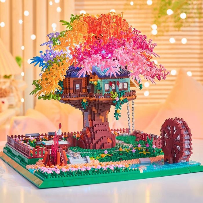 Balody 16297 World Architecture Rainbow Tree House Garden Waterwheel Light Mini Diamond Blocks Bricks Building Toy 2 - LOZ Blocks Store