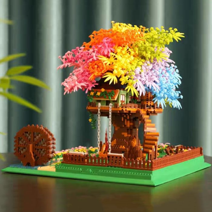 Balody 16297 World Architecture Rainbow Tree House Garden Waterwheel Light Mini Diamond Blocks Bricks Building Toy 3 - LOZ Blocks Store