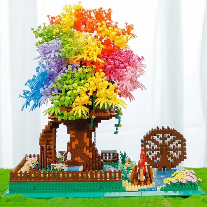 Balody 16297 World Architecture Rainbow Tree House Garden Waterwheel Light Mini Diamond Blocks Bricks Building Toy 5 - LOZ Blocks Store