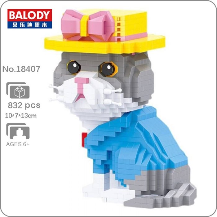 Balody 16407 Animal World Persian Cat Kitten Bow Hat Pet Doll Mini Diamond Blocks Bricks Building - LOZ Blocks Store