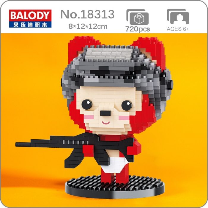 Balody 18313 Army Little Red Baby Fox Gun Boy Pet Cute Animal Model Mini Diamond Blocks - LOZ Blocks Store