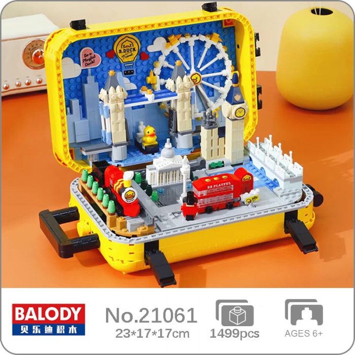 Balody 21061 Duck Travel Suitcase London Eye Big Ben Tower Bridge Train DIY Mini Blocks Bricks - LOZ Blocks Store