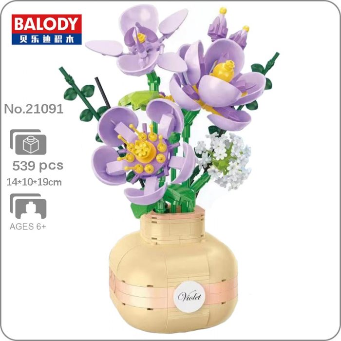 Balody 21091 Eternal Flower Vase Violet Gypsophila Herb Plant Bottle 3D Mini Blocks Bricks Building Toy - LOZ Blocks Store