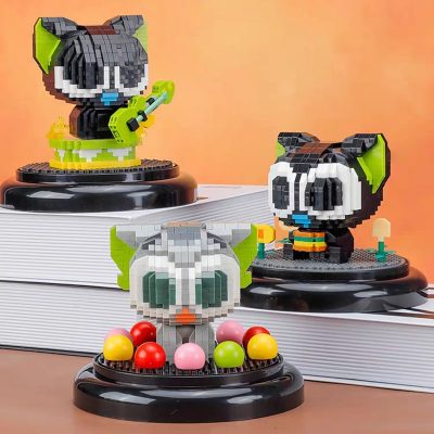 Balody Animal Cat Singer Guitar Hamburger Candy Teacup Pet Display Case Mini Diamond Blocks Bricks Building 5 - LOZ Blocks Store