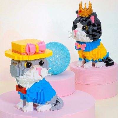 Balody Animal World Persian Cat Kitten Crown King Rabbit Overalls Hat Pet 3D Mini Diamond Blocks 2 - LOZ Blocks Store