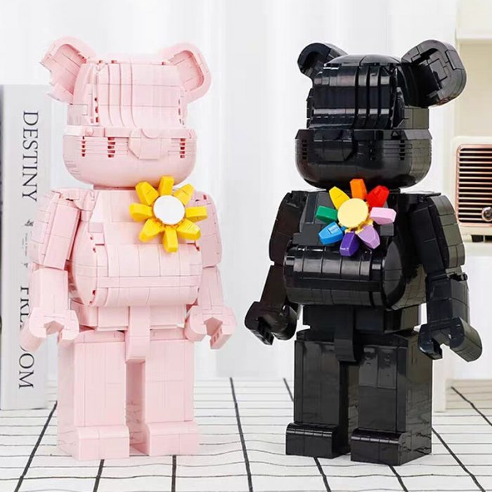 Balody Animal World Pink Black Lover Bear Flower Brooch Storage Case 3D Mini Blocks Bricks Building 1 - LOZ Blocks Store