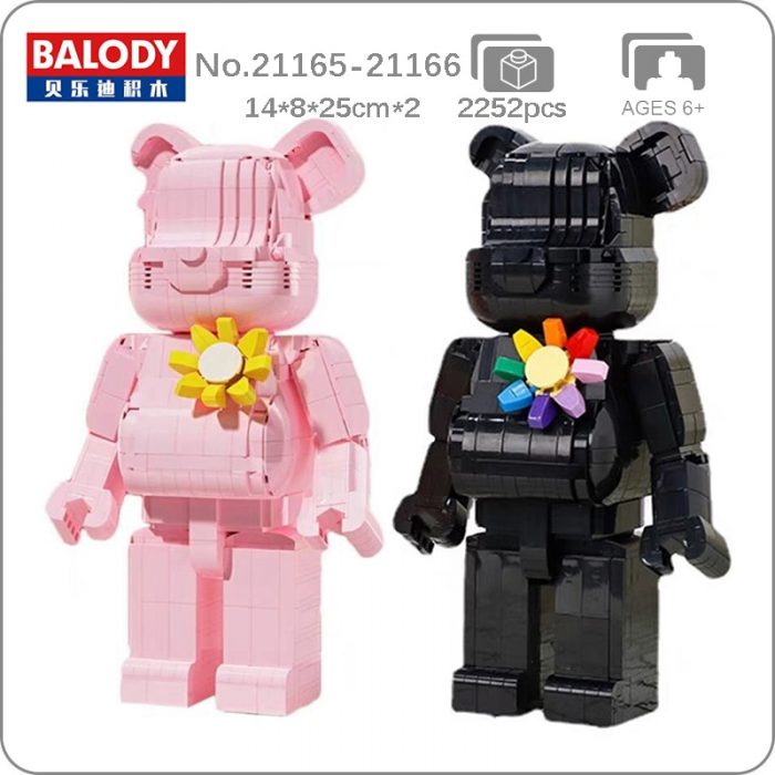 Balody Animal World Pink Black Lover Bear Flower Brooch Storage Case 3D Mini Blocks Bricks Building - LOZ Blocks Store