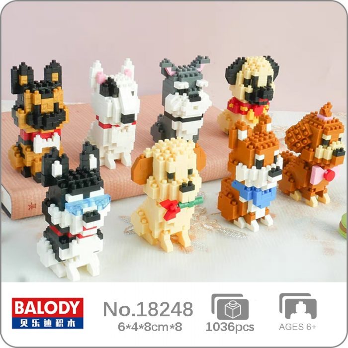 Balody Shiba Inu Bull Terrier Husky Labrador Wolfhound Poodle Schnauzer Dog Pet Mini Diamond Blocks Bricks - LOZ Blocks Store