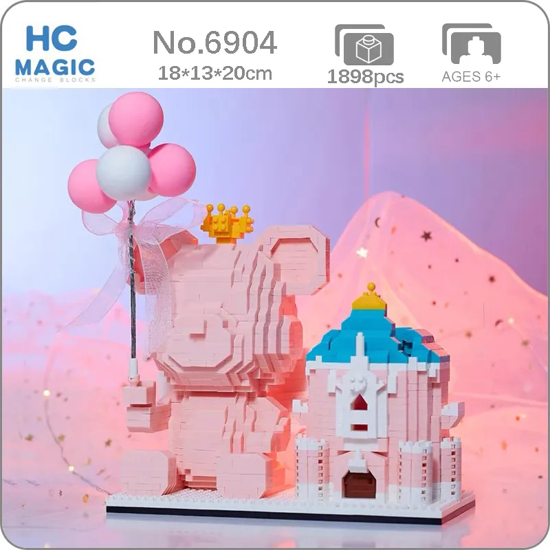 HC 6904 Angel Bear Balloon Castle Pen Container Crown Wing Animal 3D Mini Diamond Blocks Bricks - LOZ Blocks Store