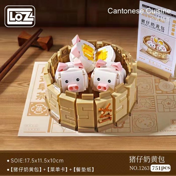 LOZ Cantonese morning tea dessert chicken feet steamer tea set assembly small particle building blocks new 1 - LOZ Blocks Store