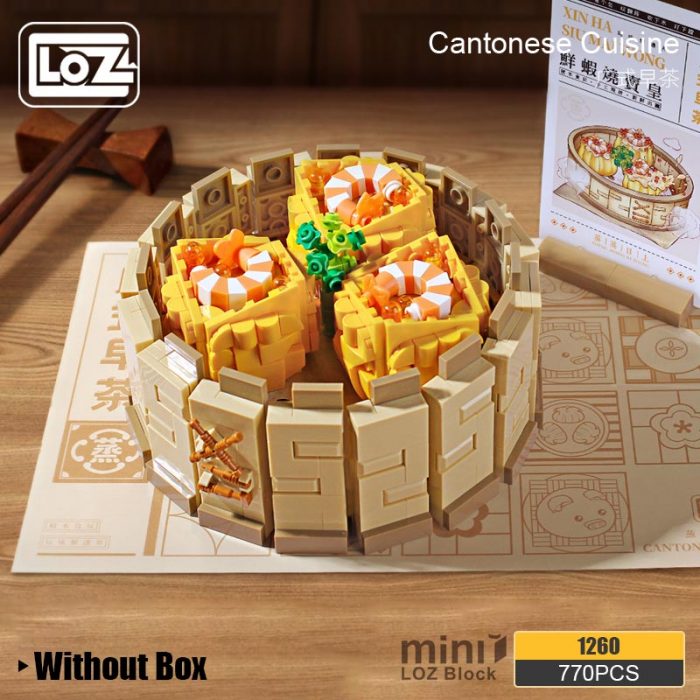 LOZ Cantonese morning tea dessert chicken feet steamer tea set assembly small particle building blocks new 4 - LOZ Blocks Store