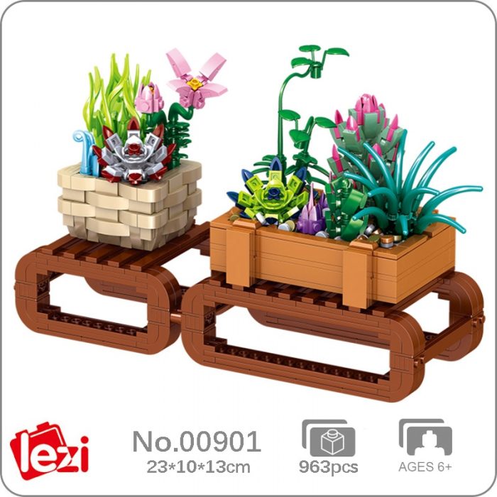 Lezi 00901 Eternal Plant Succulents Orchid Camellia Flower Bonsai Pot Mini Blocks Bricks Building Toy For - LOZ Blocks Store