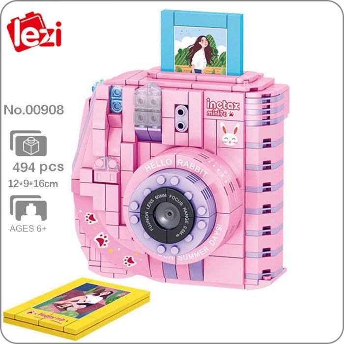 Lezi 00908 Digital Instant Polaroid Camera Pink Rabbit Machine Photo 3D Mini Blocks Bricks Building Toy - LOZ Blocks Store