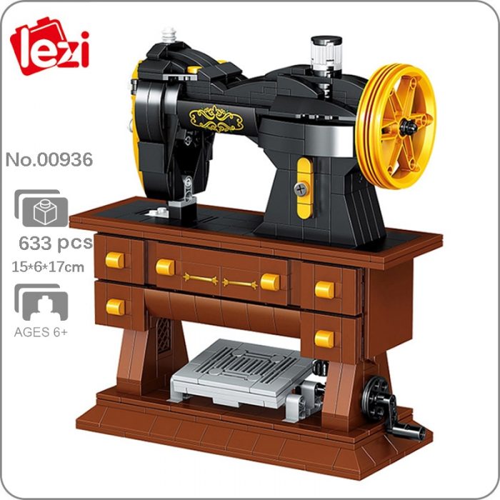 Lezi 00936 Retro Classic Household Table Treadle Type Sewing Machine 3D Mini Blocks Bricks Building Toy - LOZ Blocks Store