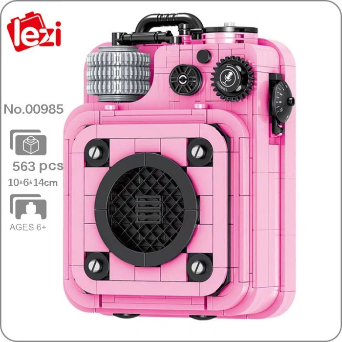 Lezi 00985 Portable Audio Retro Sound System Pink Music Player Machine Mini Blocks Bricks Building Toy - LOZ Blocks Store