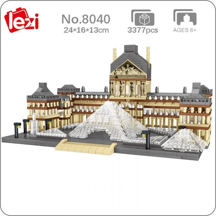 Lezi 8040 World Architecture Louvre Museum Fountain Palace DIY Mini Diamond Blocks Bricks Building Toy For - LOZ Blocks Store