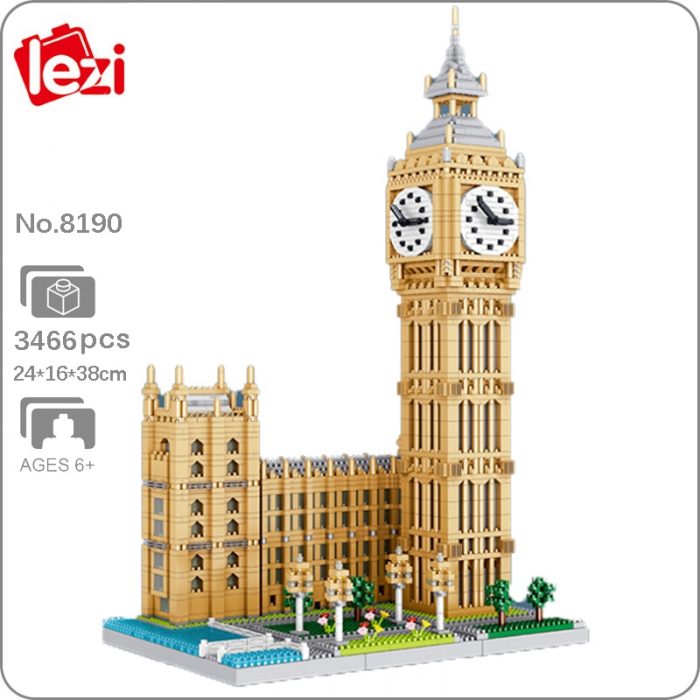 Lezi 8190 World Architecture Elizabeth Clock Tower Big Ben DIY Mini Diamond Blocks Bricks Building Toy - LOZ Blocks Store