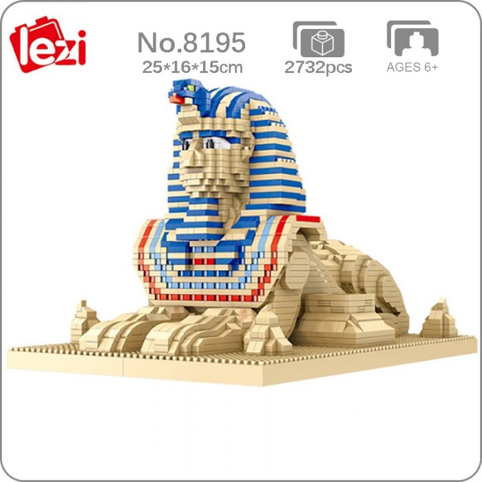 Lezi 8195 World Architecture Egypt Sphinx Desert Monster Statue Mini Diamond Blocks Bricks Building Toy For - LOZ Blocks Store