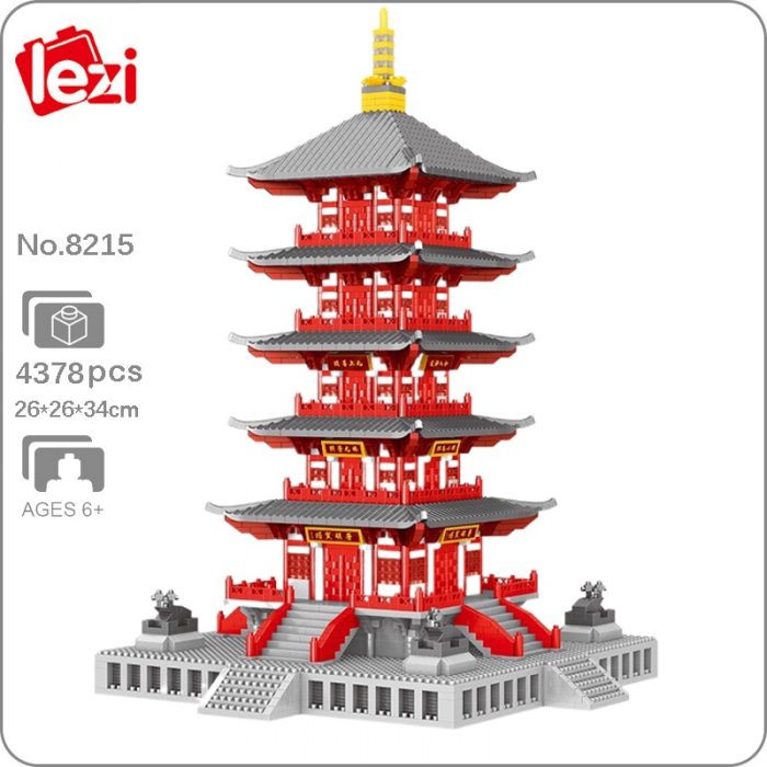 Lezi 8215 World Architecture Hanshan Temple Tower Pavilion DIY Mini Diamond Blocks Bricks Building Toy For - LOZ Blocks Store