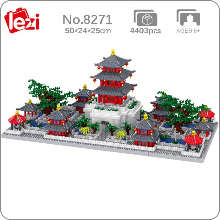 Lezi 8271 World Architecture Ancient Dali City Old Town Pavilion Tower Tree Mini Diamond Blocks Bricks - LOZ Blocks Store